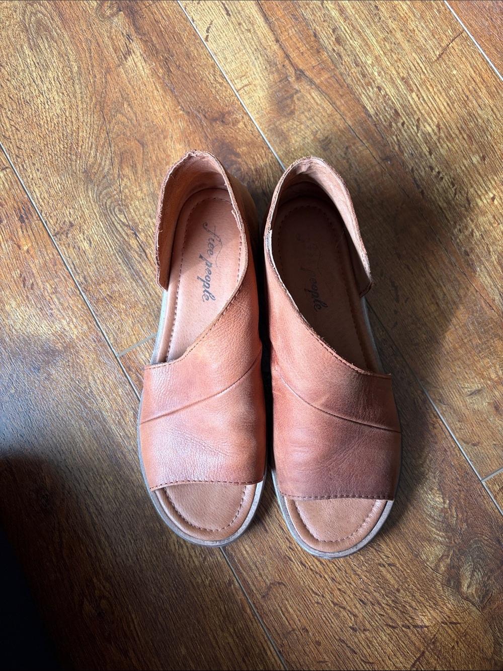 Free People Brown/Tan Leather Open-Toe Sandals - Picture 2 of 4